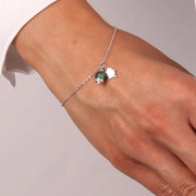 Bracciale in Argento 925 campanella portafortuna impreziosito da zirconi rossi e quadrifoglio