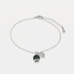 Bracciale in Argento 925 campanella portafortuna impreziosito da zirconi rossi e quadrifoglio