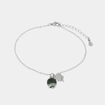 Bracciale in Argento 925 campanella portafortuna impreziosito da zirconi rossi e quadrifoglio