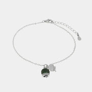 Bracciale in Argento 925 campanella portafortuna impreziosito da zirconi rossi e quadrifoglio