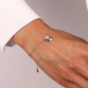 Bracciale in Argento 925 campanella portafortuna impreziosito da zirconi bianchi e quadrifoglio