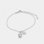 Bracciale in Argento 925 campanella portafortuna impreziosito da zirconi bianchi e quadrifoglio