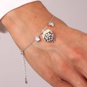 Bracciale in Argento 925 con pigna portafortuna impreziosito da zirconi bianchi e cuore pendente