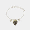 Bracciale in Argento 925 con pigna portafortuna impreziosito da zirconi bianchi e cuore pendente