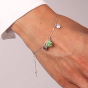 Bracciale in Argento 925 con pigna portafortuna impreziosito da zirconi bianchi e cuore pendente