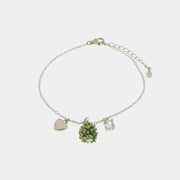 Bracciale in Argento 925 con pigna portafortuna impreziosito da zirconi bianchi e cuore pendente