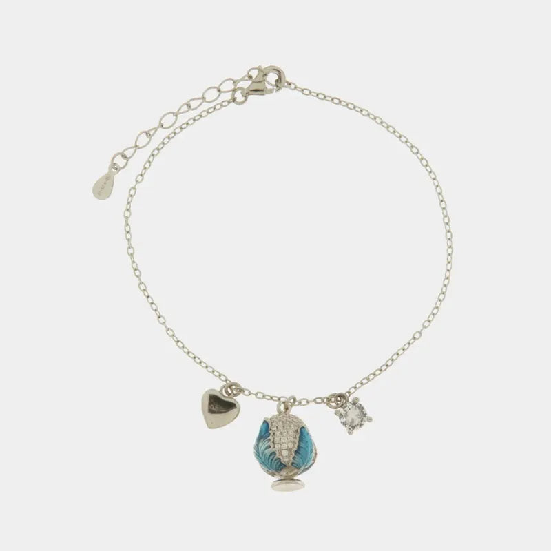 Bracciale in Argento 925 con pumo e pendente cuore