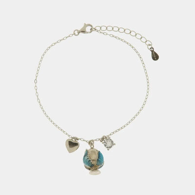 Bracciale in Argento 925 con pumo e pendente cuore