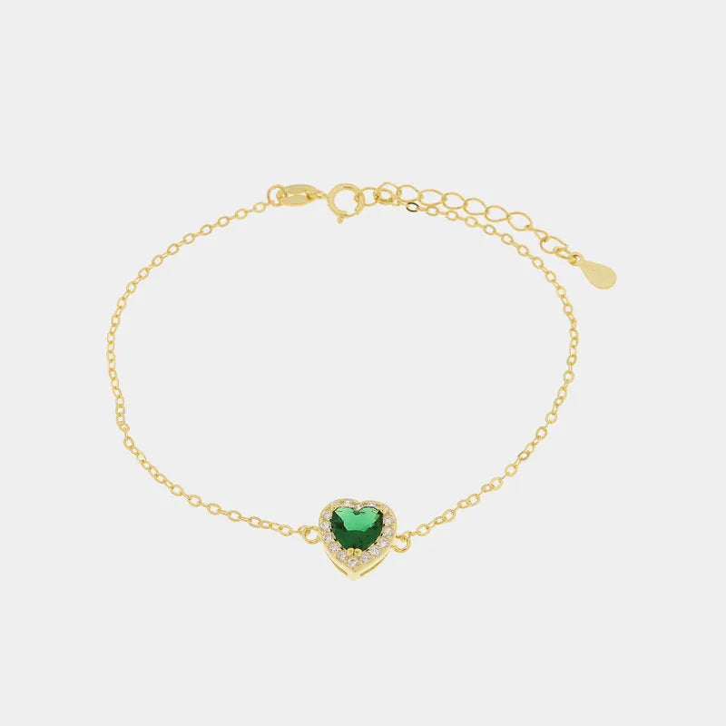 Bracciale in Argento 925 con cuore verde - BYSIMON gioielli