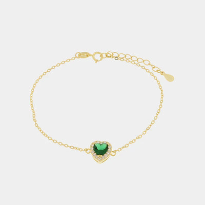 Bracciale in Argento 925 con cuore verde - BYSIMON gioielli