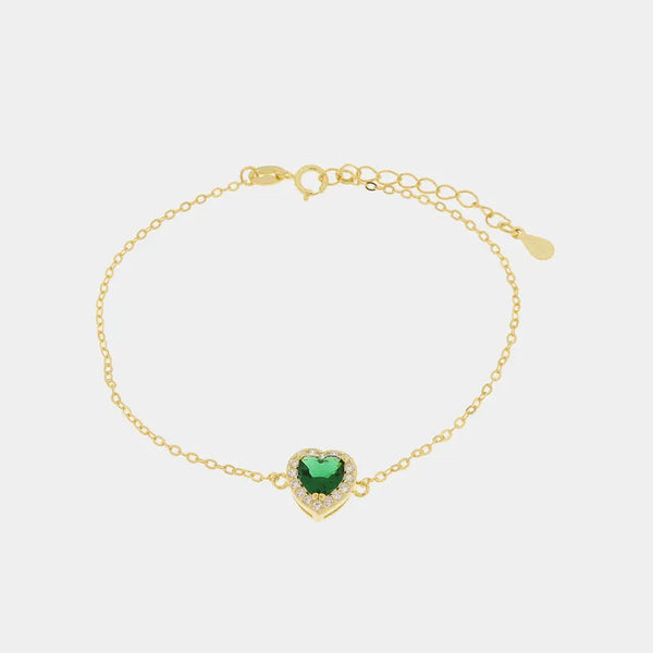 Bracciale in Argento 925 con cuore verde - BYSIMON gioielli