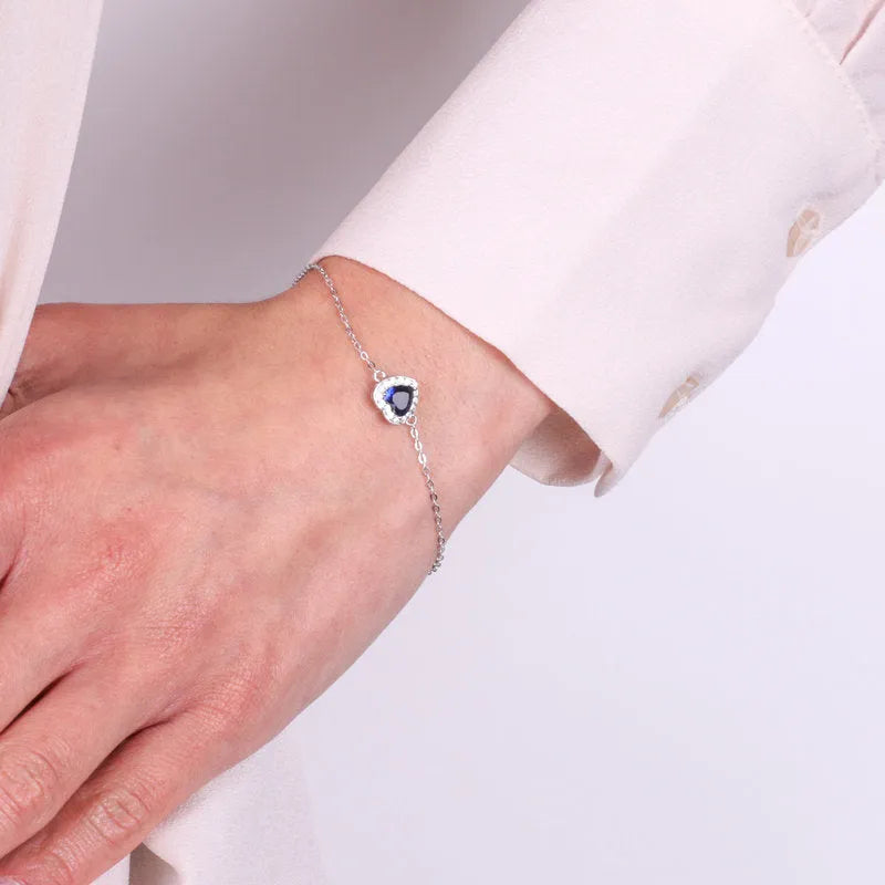 Bracciale in Argento 925 con cuore blu