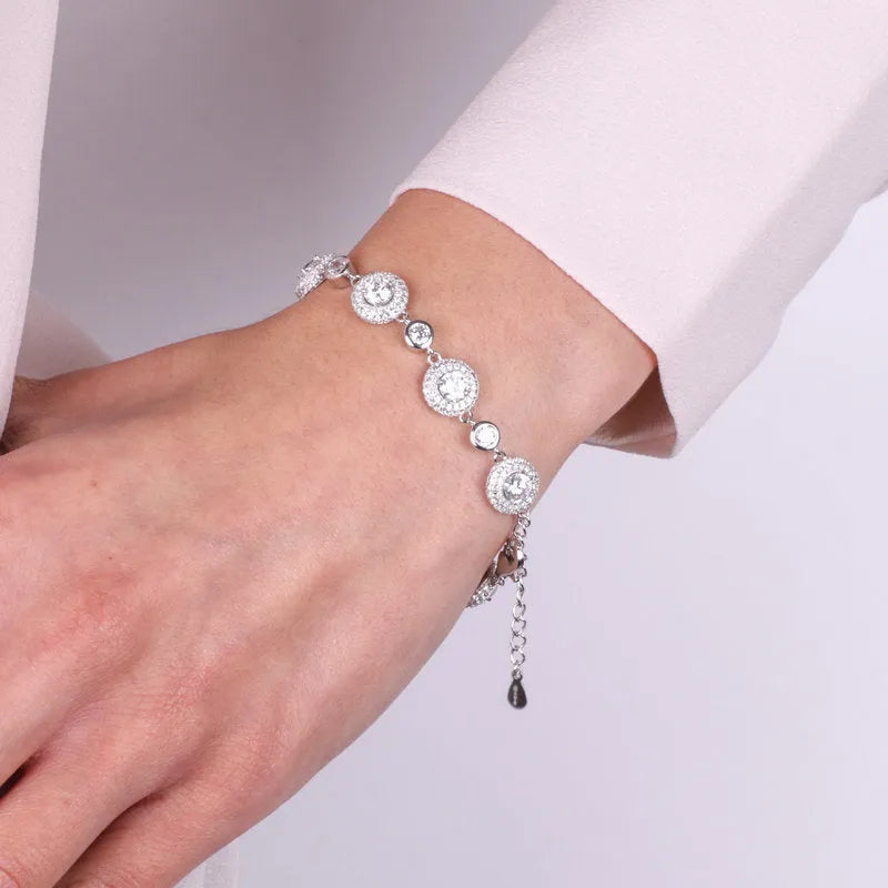 Bracciale in Argento 925 con punti luce trasparenti - BYSIMON gioielli