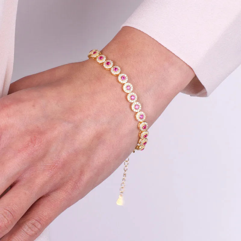 Bracciale in Argento 925 con punti luce rosso rubino - BYSIMON gioielli