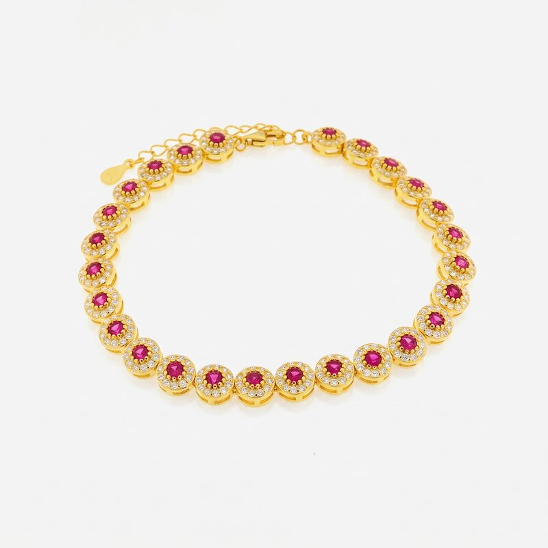 Bracciale in Argento 925 con punti luce rosso rubino - BYSIMON gioielli