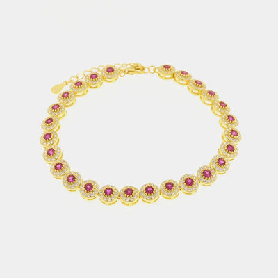 Bracciale in Argento 925 con punti luce rosso rubino - BYSIMON gioielli
