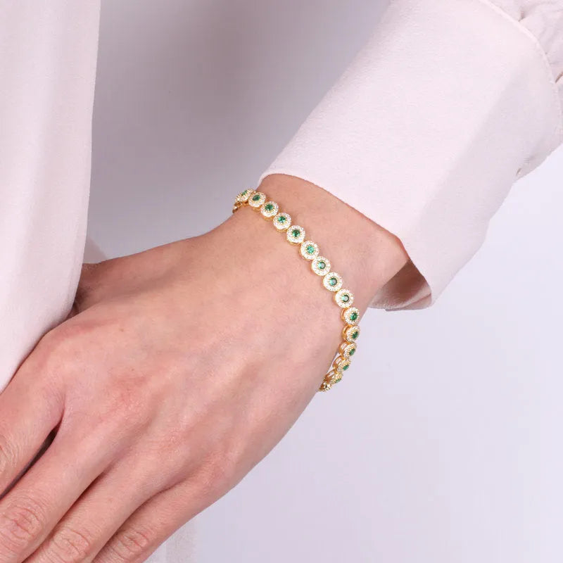 Bracciale in Argento 925 con punti luce verdi BYSIMON - gioiello BySimon