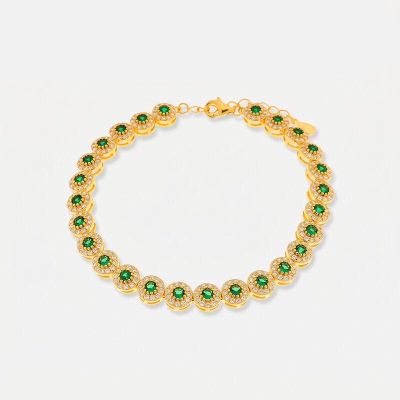 Bracciale in Argento 925 con punti luce verdi BYSIMON - gioiello BySimon