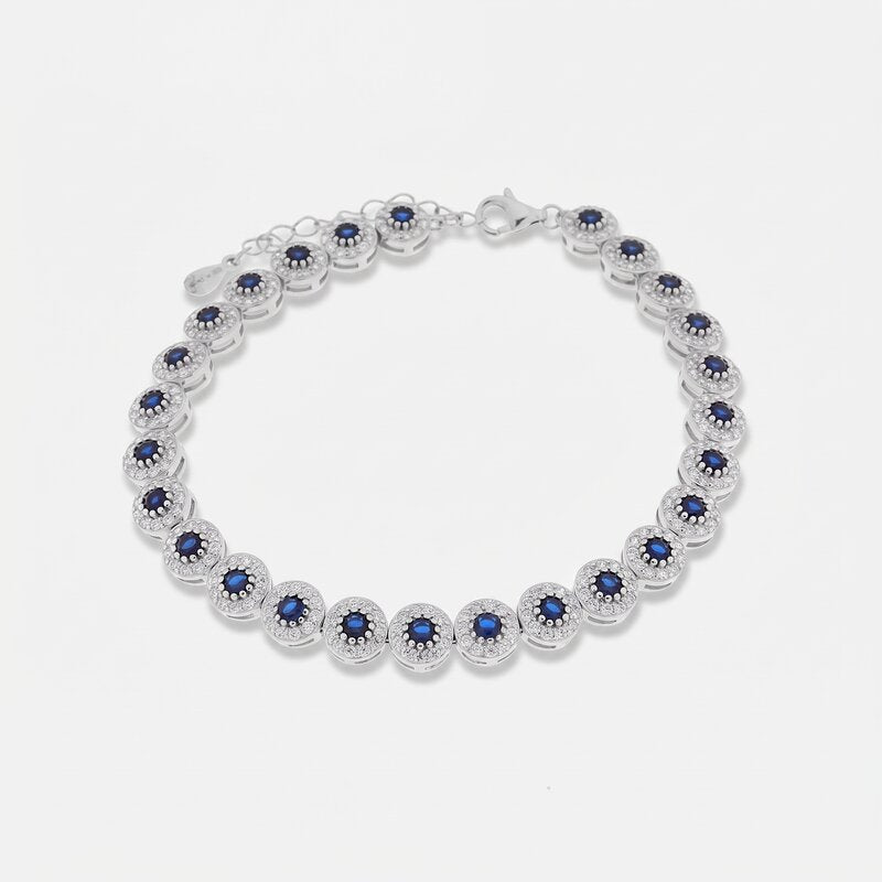Bracciale in Argento 925 con punti luce blu e trasparenti - BYSIMON gioielli