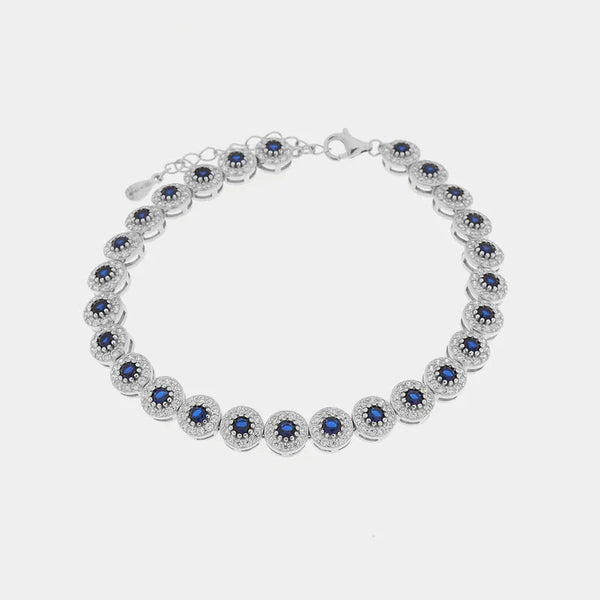 Bracciale in Argento 925 con punti luce blu e trasparenti - BYSIMON gioielli
