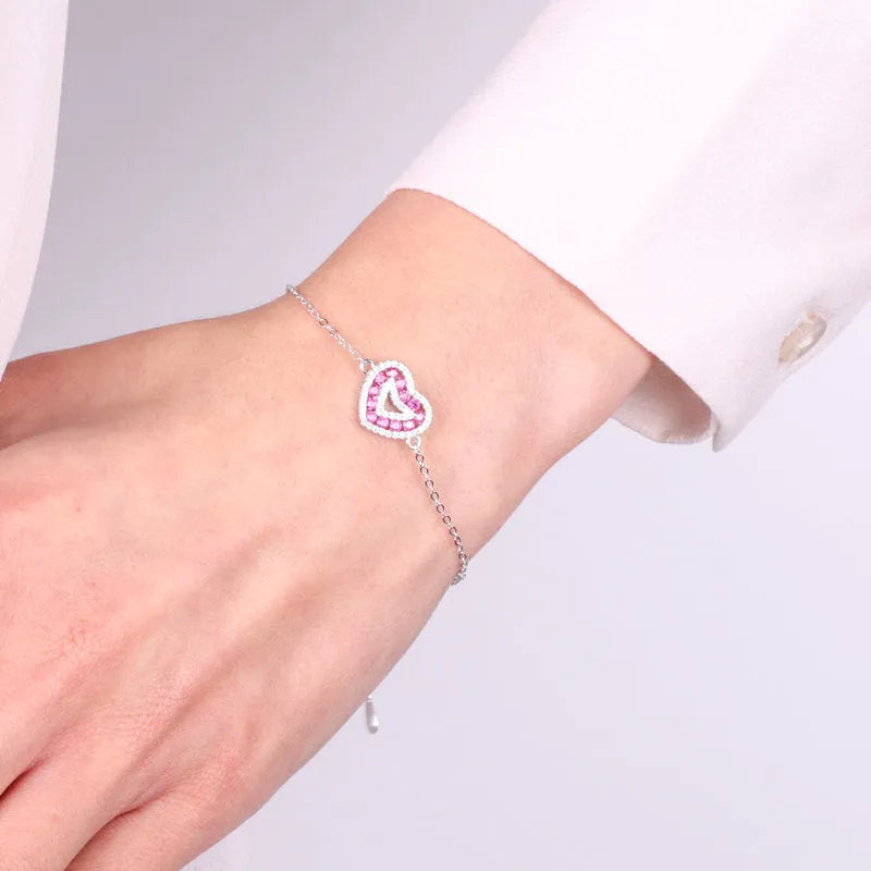 Bracciale in Argento 925 con cuore rosso - BYSIMON gioielli