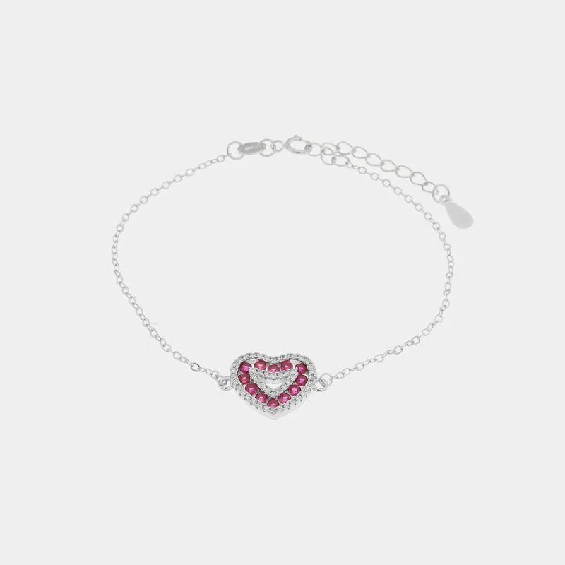 Bracciale in Argento 925 con cuore rosso - BYSIMON gioielli