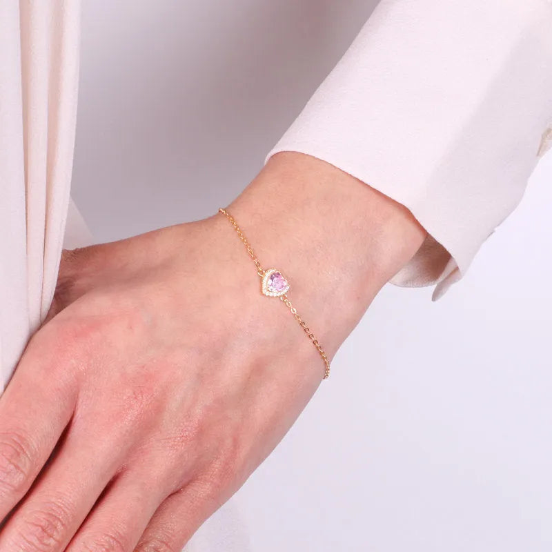 Bracciale in Argento 925 con cuore rosa - BYSIMON gioielli