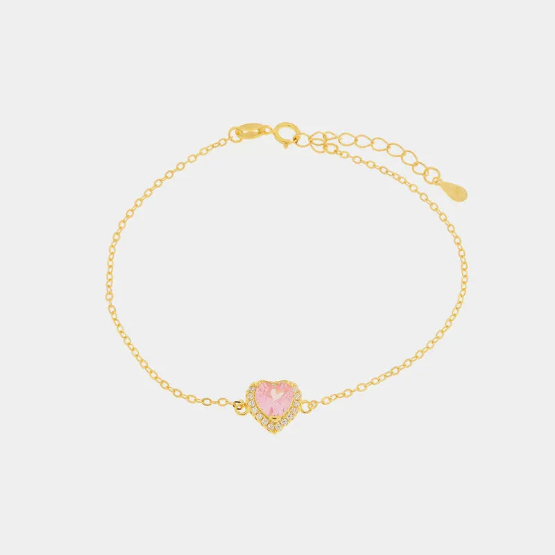 Bracciale in Argento 925 con cuore rosa - BYSIMON gioielli