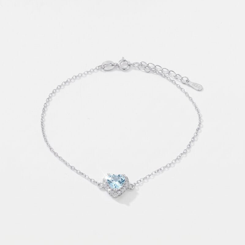 Bracciale in Argento 925 con cuore azzurro - BYSIMON gioielli