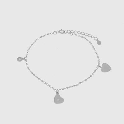 925 Silver bracelet with hanging hearts