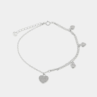 925 Silver bracelet with hanging hearts