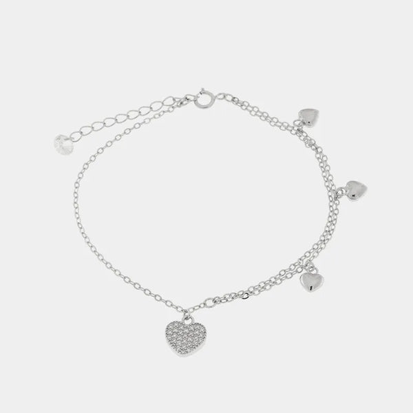 925 Silver bracelet with hanging hearts