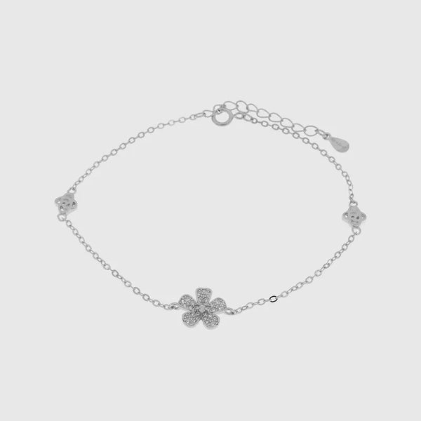 Bracciale in Argento 925 con fiore centrale