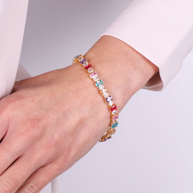 Bracciale in Argento 925 con zirconi colorati - BYSIMON gioielli