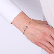 Bracciale in Argento 925 rigido con cristalli rosa e azzurro