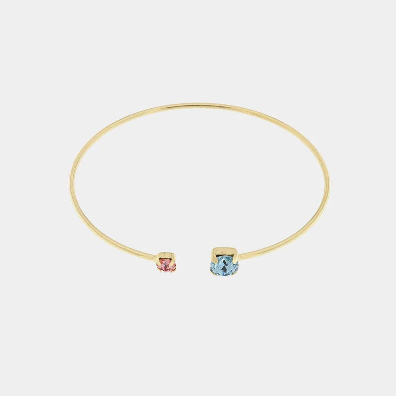 Bracciale in Argento 925 rigido con cristalli rosa e azzurro