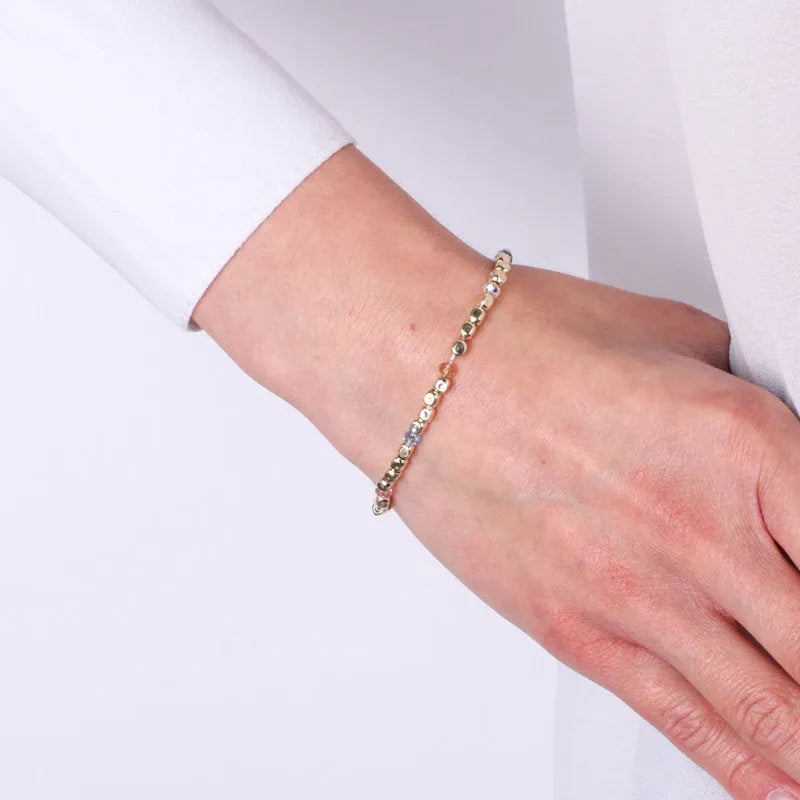 Bracciale in Argento 925 con pepite martellate e cristalli colorati