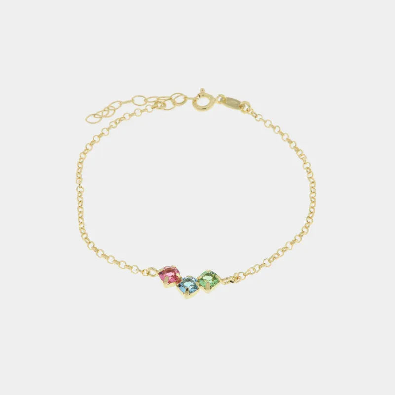 Bracciale in Argento 925 con tre cristalli colorati BYSIMON - gioiello BySimon