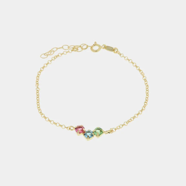 Bracciale in Argento 925 con tre cristalli colorati BYSIMON - gioiello BySimon