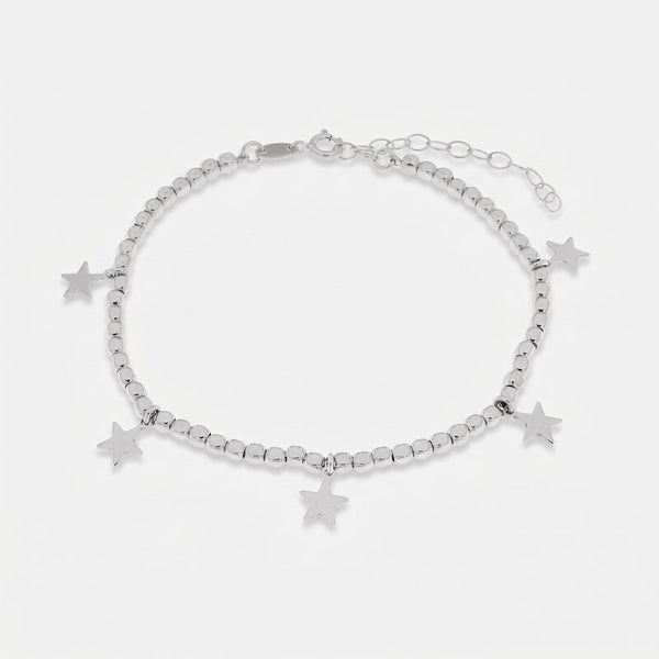Bracciale in Argento 925 con pepite martellate e stelle pendenti - BYSIMON gioielli