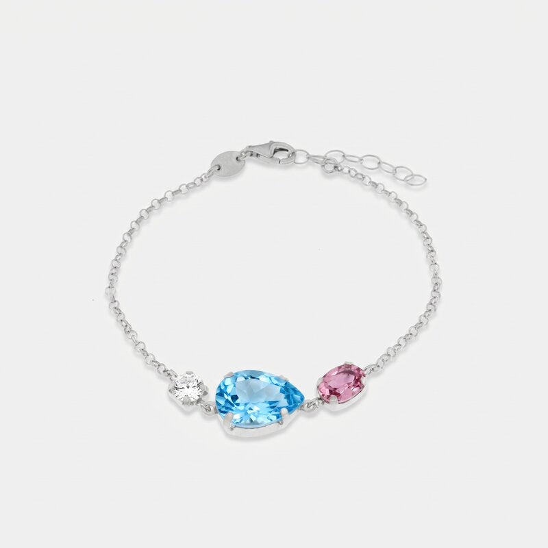 Bracciale in Argento 925 con cristalli colorati - BYSIMON gioielli