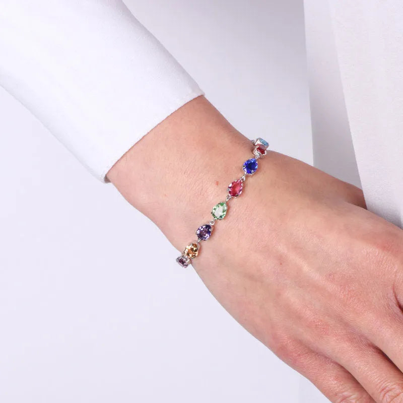 Bracciale in Argento 925 con cristalli colorati - BYSIMON gioielli
