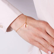 Bracciale in Argento 925 con cornetto portafortuna rosa e quadrifoglio