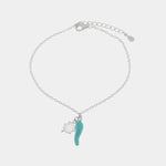 Bracciale in Argento 925 con cornetto portafortuna turchese e quadrifoglio - BYSIMON gioielli