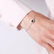 Bracciale in Argento 925 con zirconi bianchi e zircone centrale verde