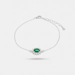 Bracciale in Argento 925 con zirconi bianchi e zircone centrale verde - BYSIMON gioielli