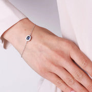 Bracciale in Argento 925 con zirconi bianchi e zircone centrale blu