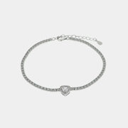 Bracciale in Argento 925 con cuore impreziosito da zirconi