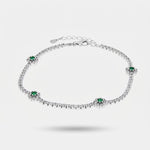 Bracciale in Argento 925 con fiori verdi e zirconi Collezione Barcellona - BYSIMON gioielli