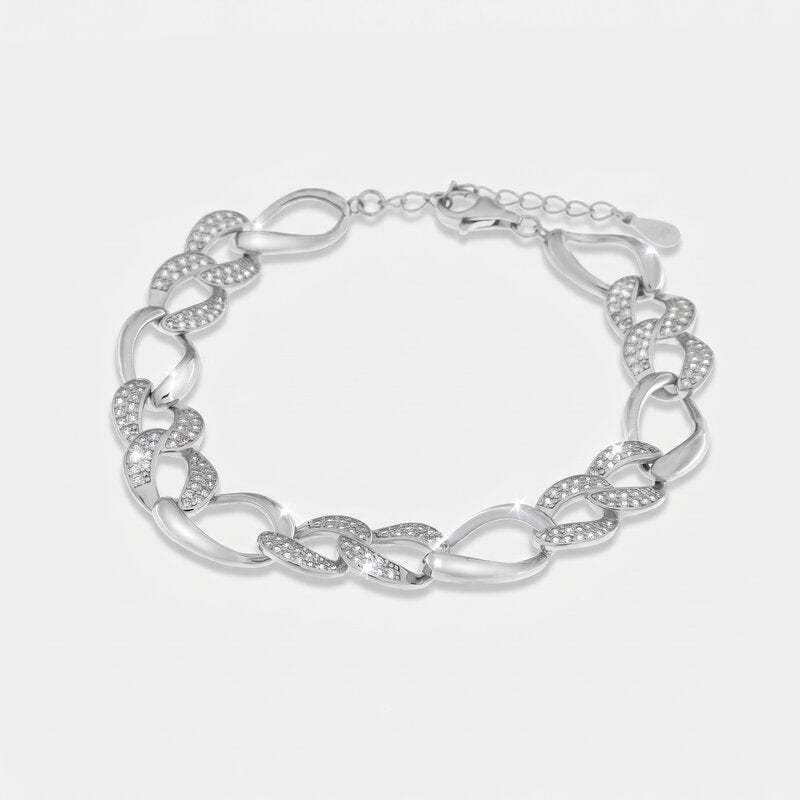 Bracciale in Argento 925 con catene impreziosite da zirconi Collezione Barcellona - BYSIMON gioielli